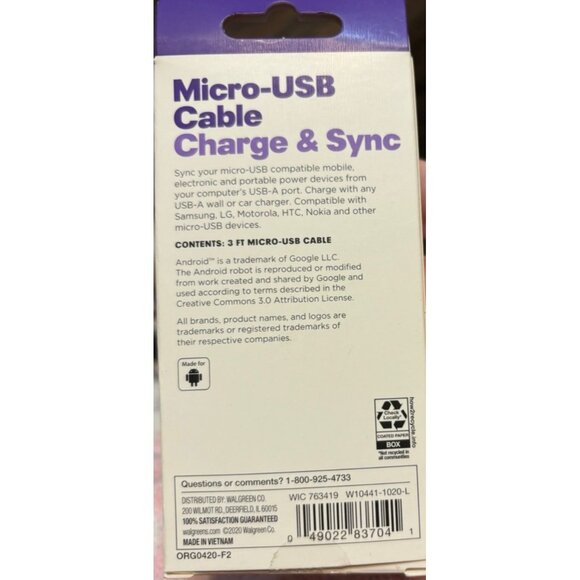 Infinitive Durable 3 Ft. Micro USB Cable Charge & Sync for Android Devices Black - Picture 2 of 2